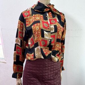 Corey B Black and Red silk vintage Blouse